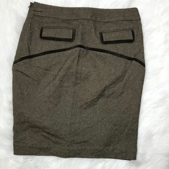 CLUB MONACO Sz 6 Skirt Brown Tweed faux Back Pocke - Picture 2 of 6